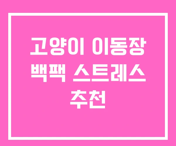 고양이 이동장 백팩 스트레스 추천