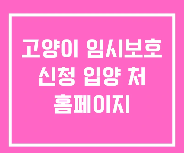 고양이 임시보호 신청 입양 처 홈페이지