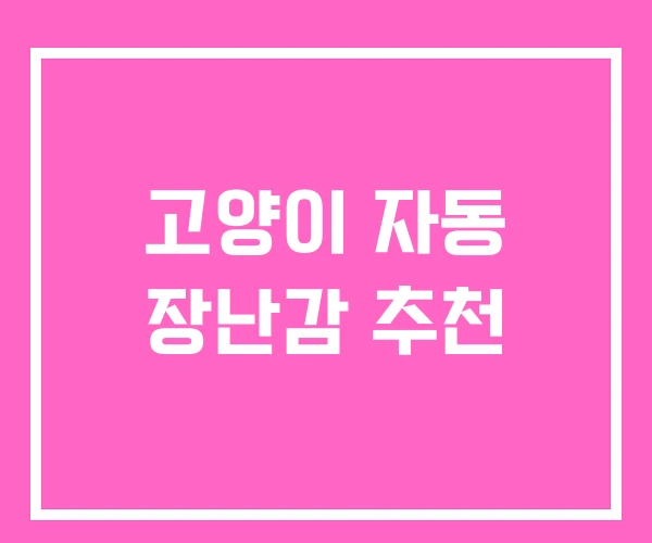 고양이 자동 장난감 추천