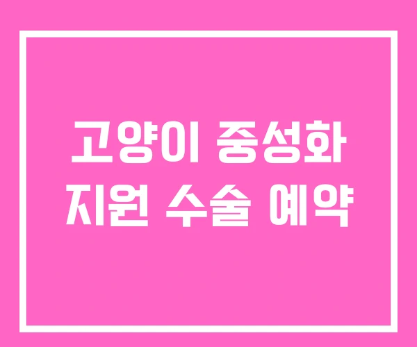 고양이 중성화 지원 수술 예약