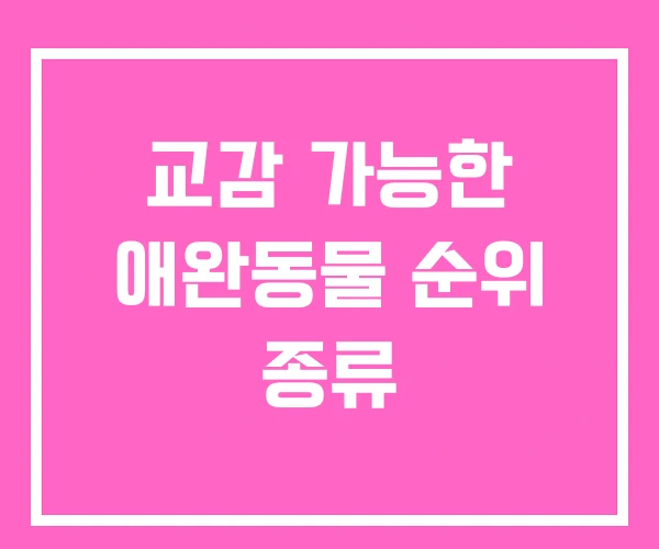 교감 가능한 애완동물 순위 종류 교감 가능한 애완동물 순위 종류