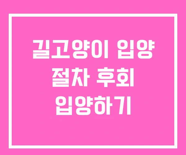 길고양이 입양 절차 후회 입양하기 길고양이 입양 절차 후회 입양하기