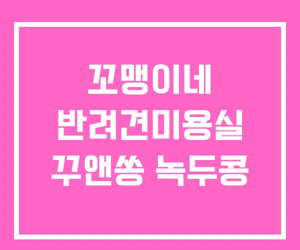 꼬맹이네 반려견미용실 꾸앤쏭 녹두콩