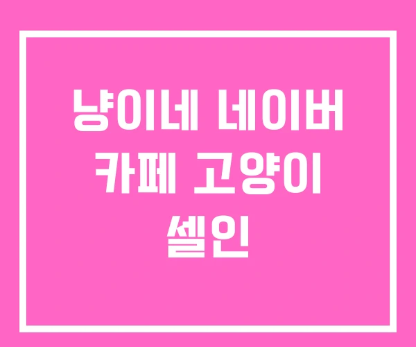 냥이네 네이버 카페 고양이 셀인