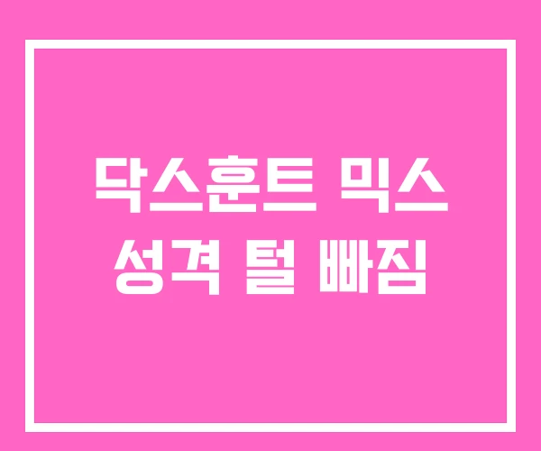 닥스훈트 믹스 성격 털 빠짐 닥스훈트 믹스 성격 털 빠짐