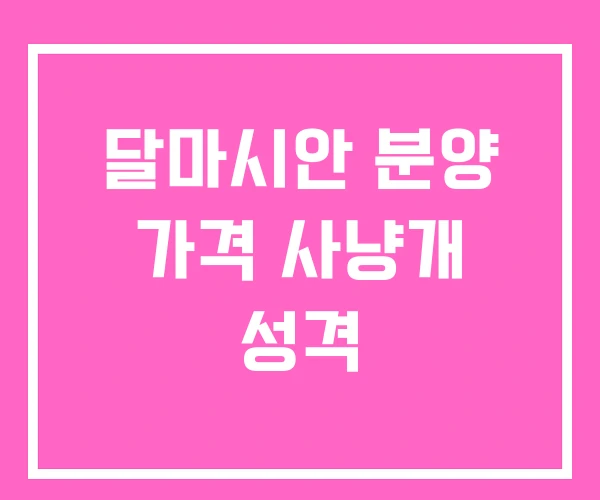 달마시안 분양 가격 사냥개 성격