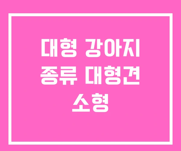 대형 강아지 종류 대형견 소형 대형 강아지 종류 대형견 소형