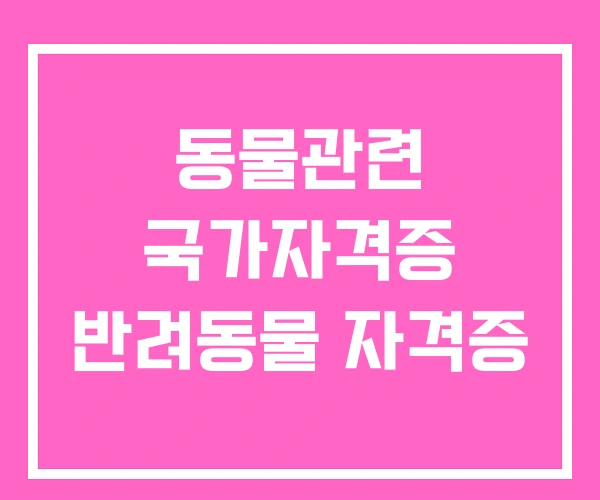 동물관련 국가자격증 반려동물 자격증