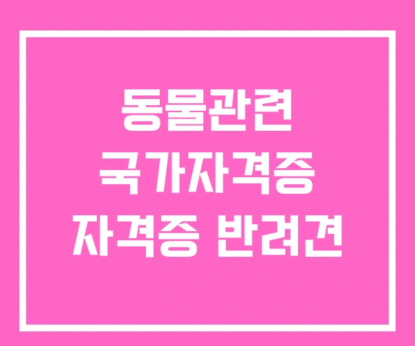 동물관련 국가자격증 자격증 반려견