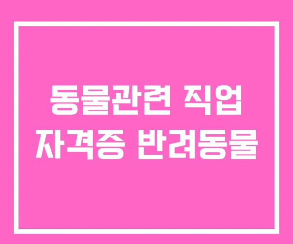 동물관련 직업 자격증 반려동물