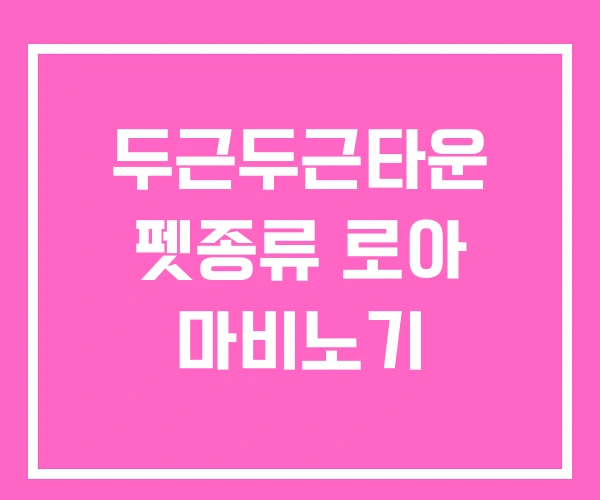 두근두근타운 펫종류 로아 마비노기 두근두근타운 펫종류 로아 마비노기