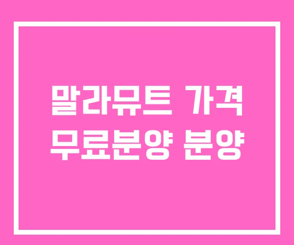말라뮤트 가격 무료분양 분양