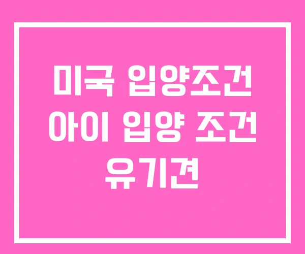 미국 입양조건 아이 입양 조건 유기견