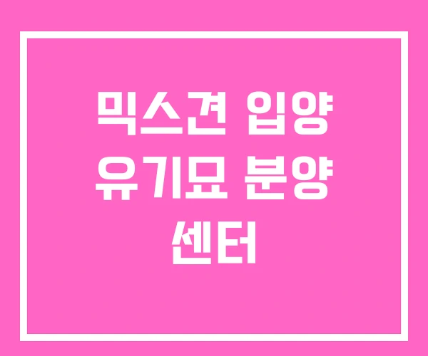 믹스견 입양 유기묘 분양 센터