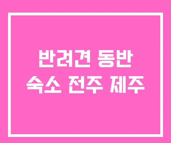 반려견 동반 숙소 전주 제주 반려견 동반 숙소 전주 제주