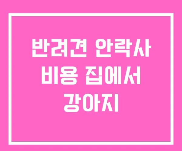 반려견 안락사 비용 집에서 강아지