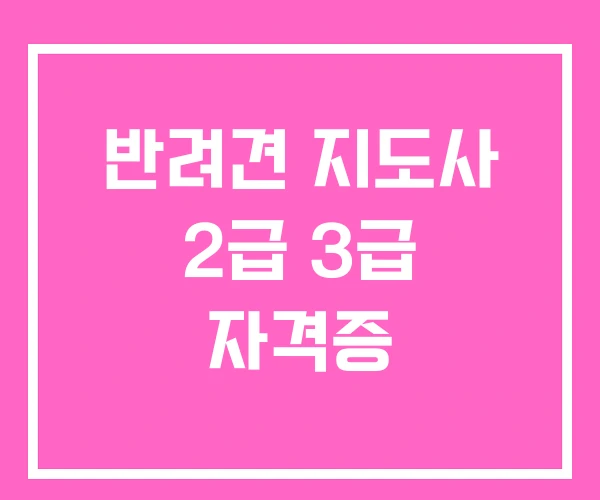 반려견 지도사 2급 3급 자격증