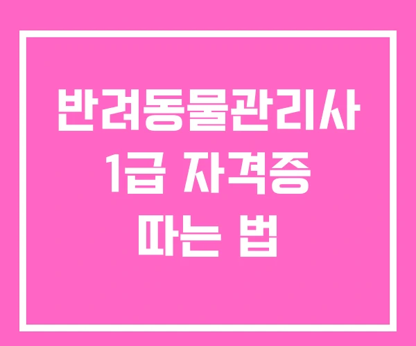 반려동물관리사 1급 자격증 따는 법