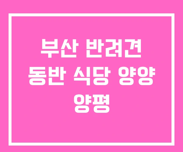 부산 반려견 동반 식당 양양 양평