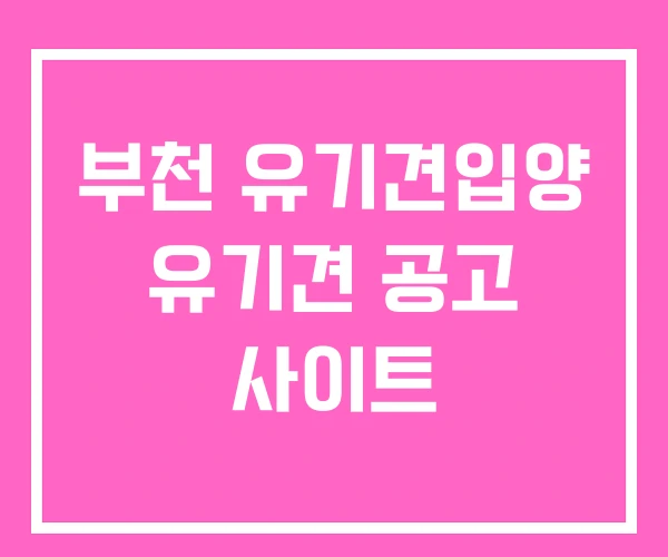 부천 유기견입양 유기견 공고 사이트