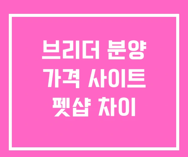 브리더 분양 가격 사이트 펫샵 차이