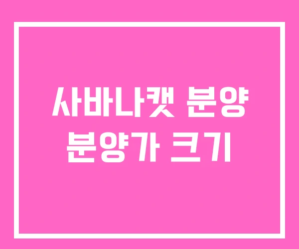 사바나캣 분양 분양가 크기