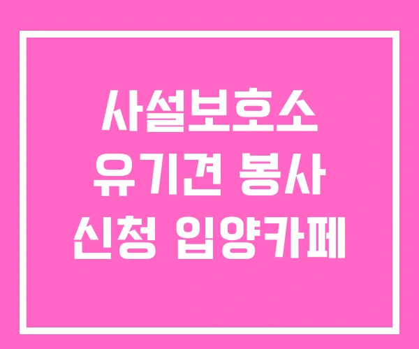 사설보호소 유기견 봉사 신청 입양카페