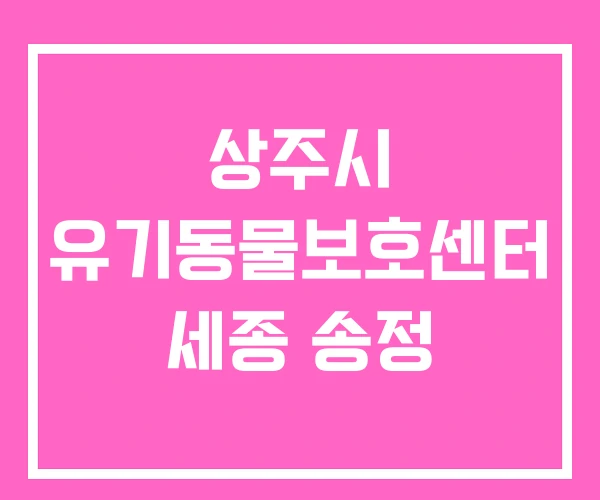 상주시 유기동물보호센터 세종 송정