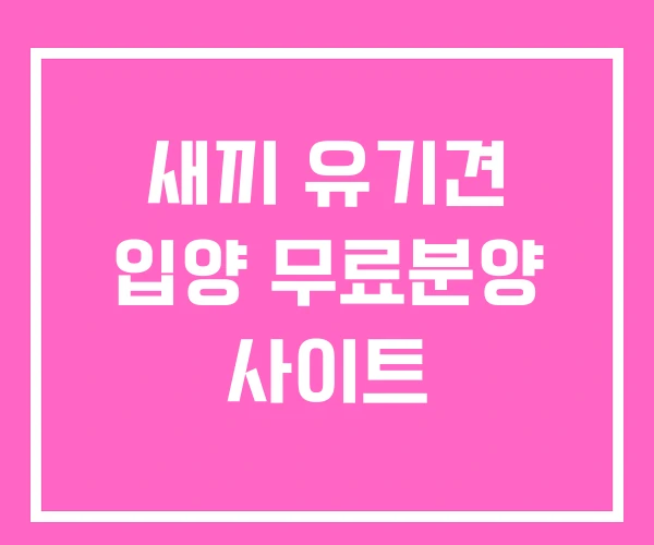 새끼 유기견 입양 무료분양 사이트