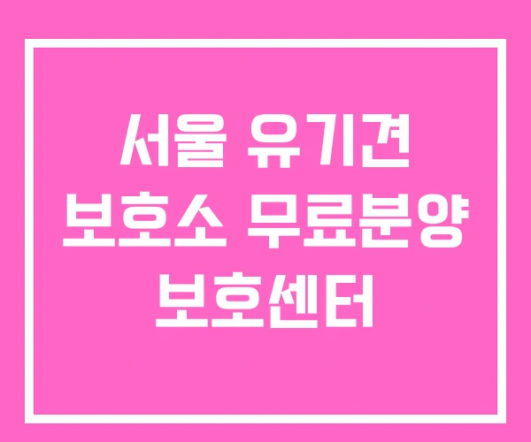 서울 유기견 보호소 무료분양 보호센터