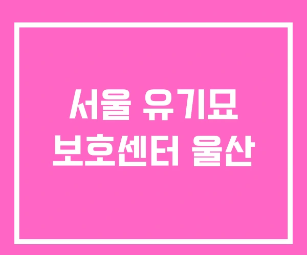 서울 유기묘 보호센터 울산