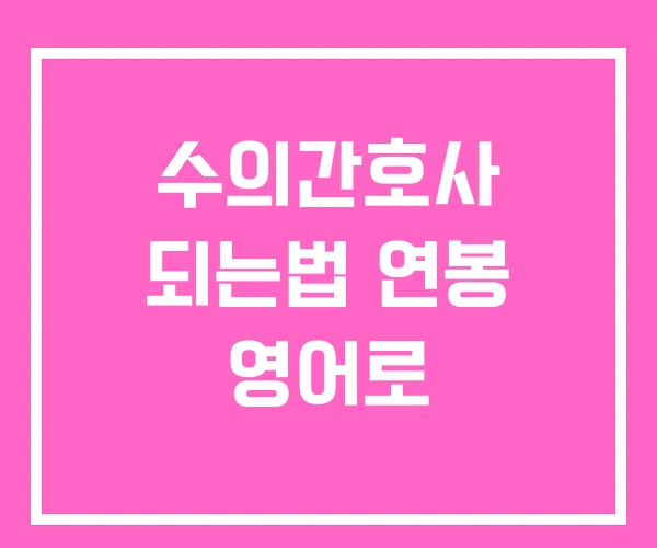수의간호사 되는법 연봉 영어로