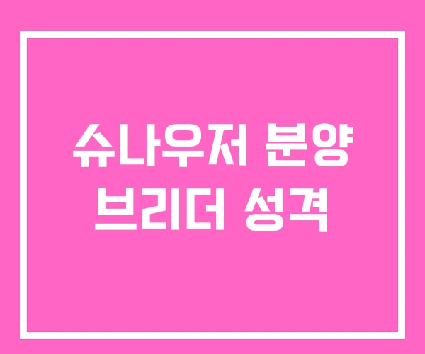 슈나우저 분양 브리더 성격