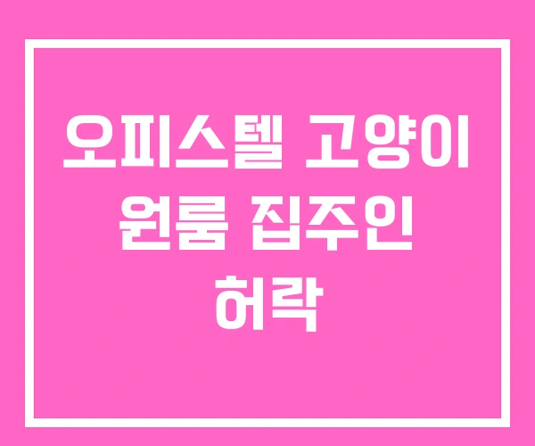 오피스텔 고양이 원룸 집주인 허락