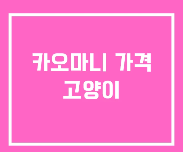 카오마니 가격 고양이 카오마니 가격 고양이
