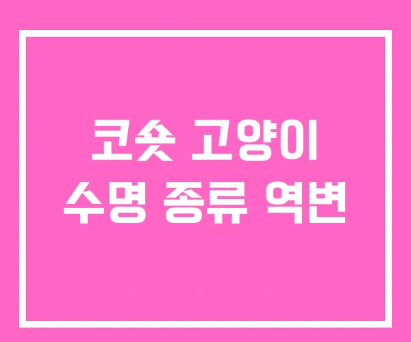 코숏 고양이 수명 종류 역변