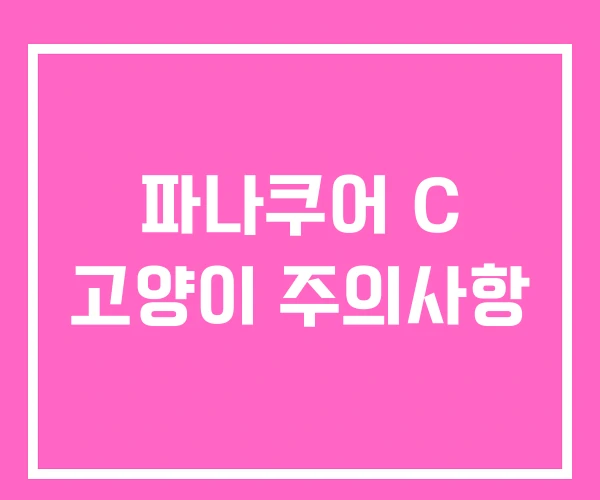 파나쿠어 C 고양이 주의사항 파나쿠어 C 고양이 주의사항