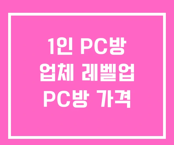 1인 PC방 업체 레벨업 PC방 가격