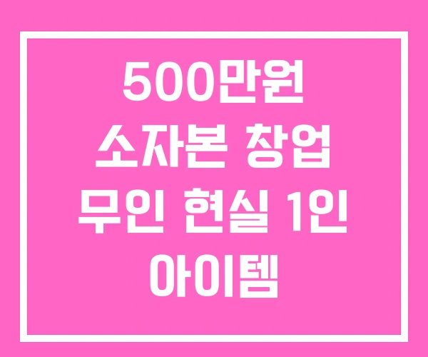 500만원 소자본 창업 무인 현실 1인 아이템