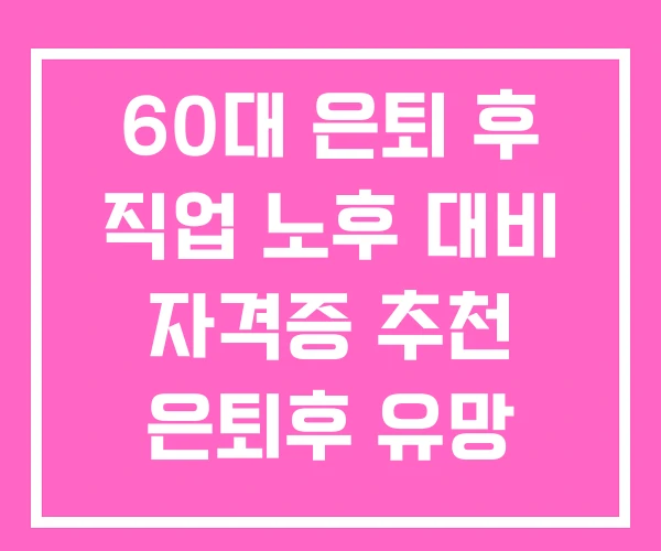 60대 은퇴 후 직업 노후 대비 자격증 추천 은퇴후 유망