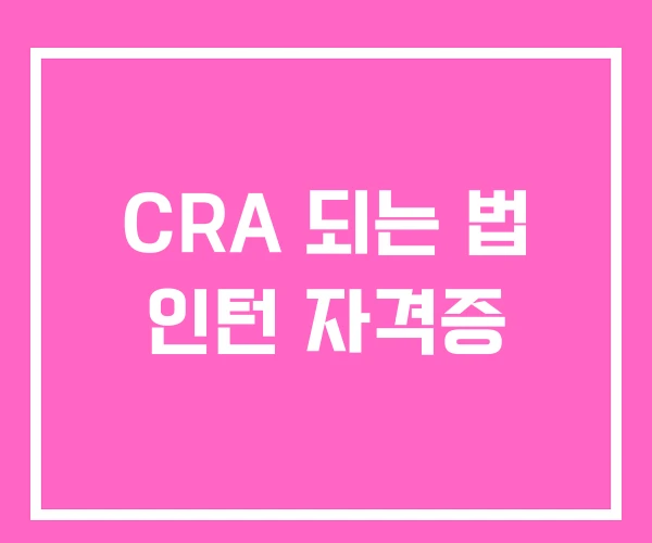 CRA 되는 법 인턴 자격증
