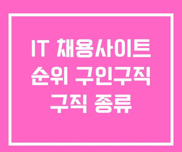 IT 채용사이트 순위 구인구직 구직 종류