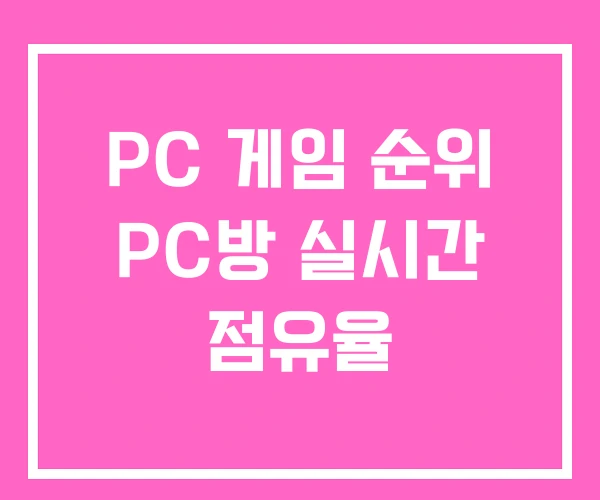 PC 게임 순위 PC방 실시간 점유율
