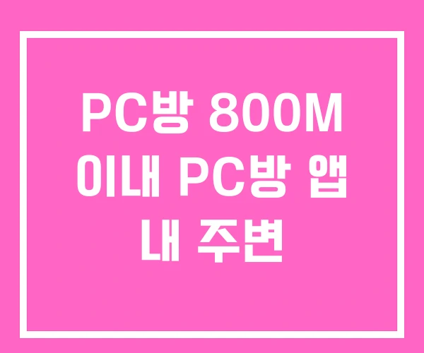 PC방 800M 이내 PC방 앱 내 주변