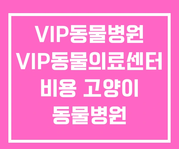 VIP동물병원 VIP동물의료센터 비용 고양이 동물병원