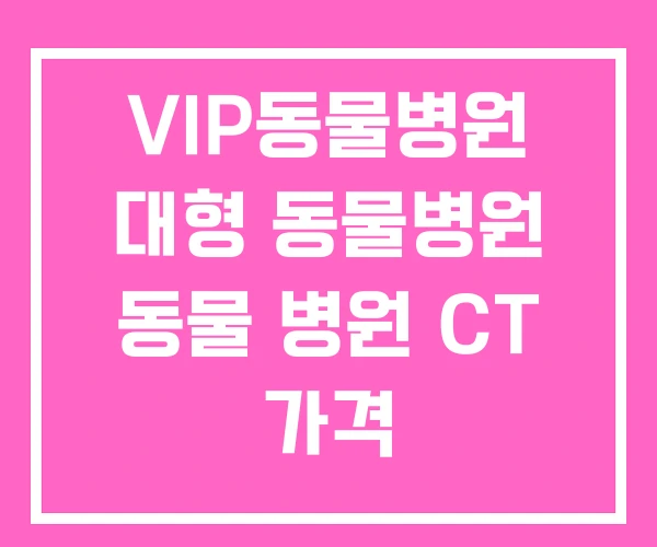 VIP동물병원 대형 동물병원 동물 병원 CT 가격