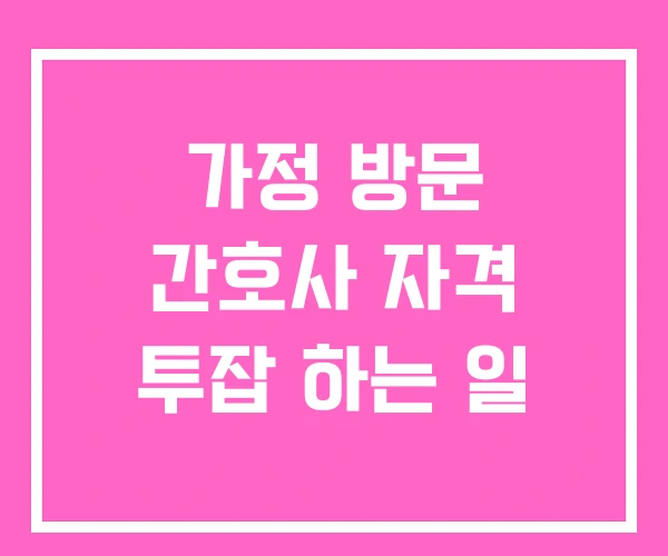 가정 방문 간호사 자격 투잡 하는 일