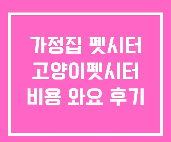 가정집 펫시터 고양이펫시터 비용 와요 후기