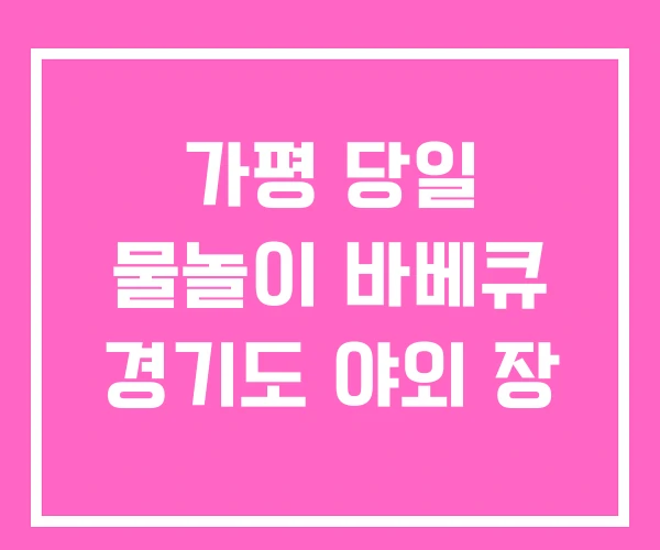 가평 당일 물놀이 바베큐 경기도 야외 장