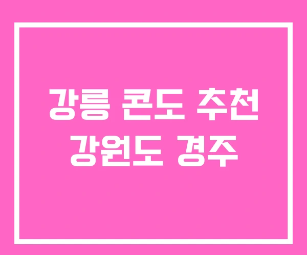 강릉 콘도 추천 강원도 경주